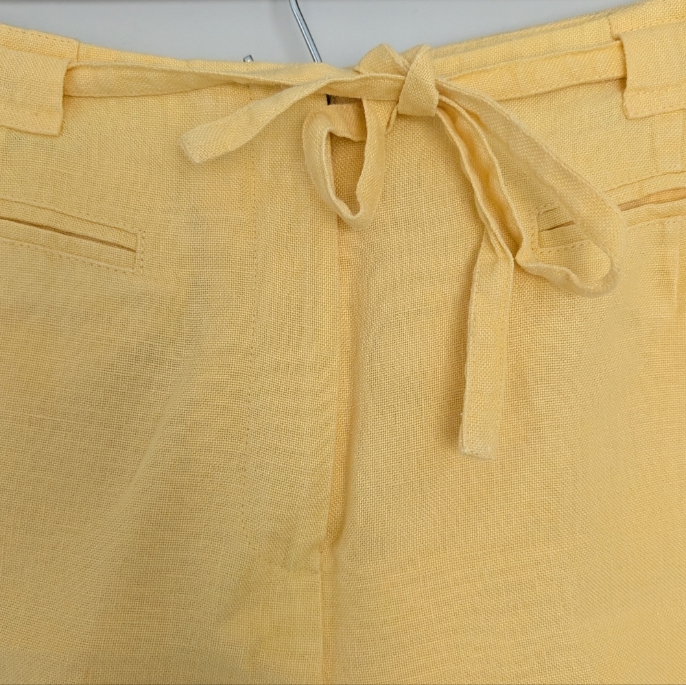 VTG Talbots Irish Linen Butter Yellow Minimalist Classic Crop Style Pants 14 - Picture 2 of 13